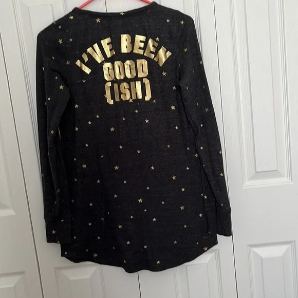 victoria's secret pink i've been good gray nightgown gold stars print Sz XS - Picture 5 of 8